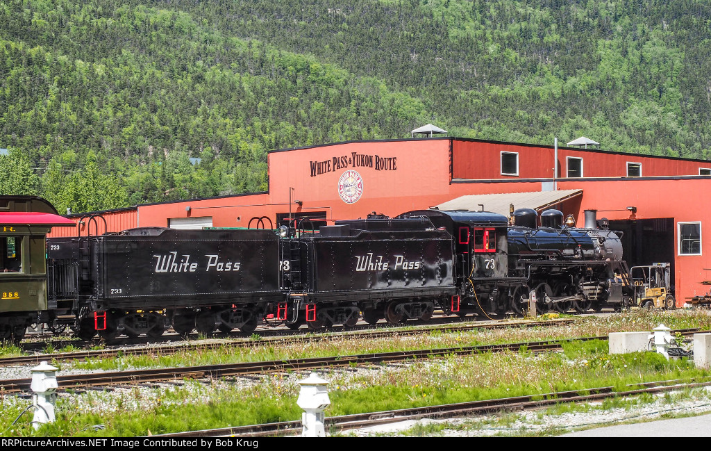 WPYR 73 at the company shops; two miles out of town.  It was not steamed up on the day we were visiting.